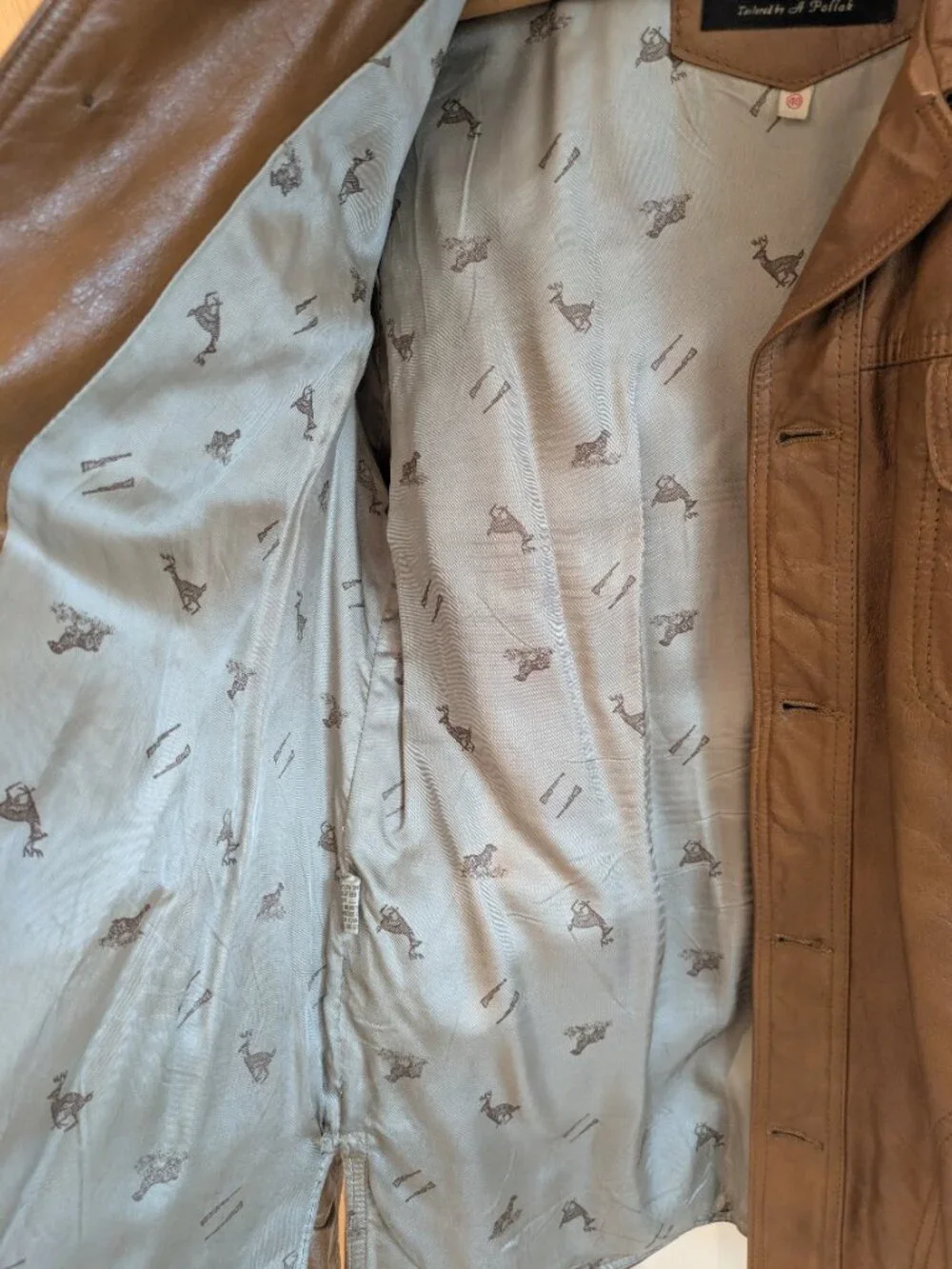 VTG 70s The Denner Leather Hunting Jacket by A. Pollak Camel Brown Mens 40 M